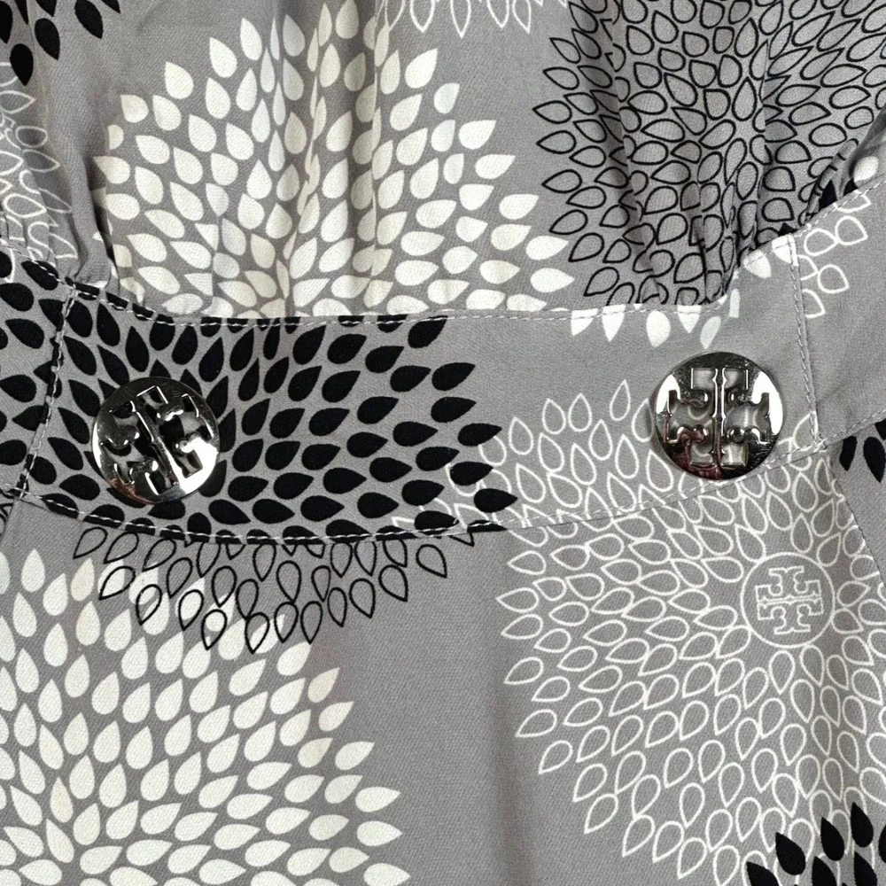 Tory Burch Wendy Silk Sequin Mini Dress Women's 2 Gray Floral Archival Mod Glam